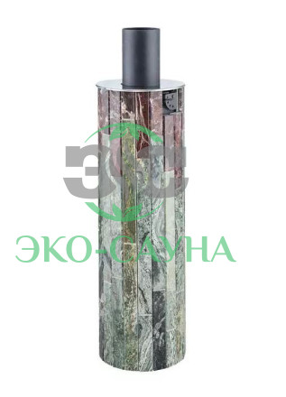 Дымоход-Экономайзер Ферингер в ламелях из натурального камня "Жадеит + Россо Леванте"