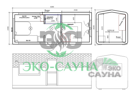 Баня квадро Люкс 6м 