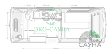 Гостевой домик квадро модерн функо 2  6м x 2,40м 