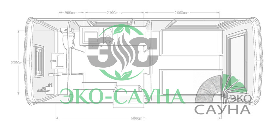 Гостевой домик квадро модерн функо 3  6м x 2,40м