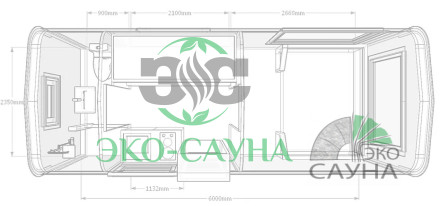 Гостевой домик квадро модерн функо 3  6м x 2,40м  