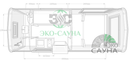 Гостевой домик квадро модерн функо 4  6м x 2,40м 