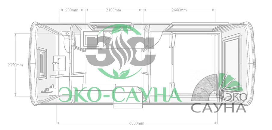Гостевой домик квадро модерн функо 4  6м x 2,40м 