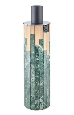 Дымоход-Регистр Ферингер в ламелях из натурального камня "Змеевик + Окаменевшее дерево"