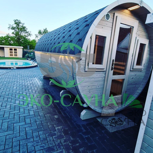Баня-бочка панорамное стекло 6м x 2,30