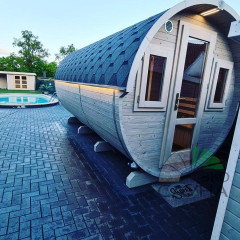 Баня-бочка  панорамное стекло 6м x 2,30 