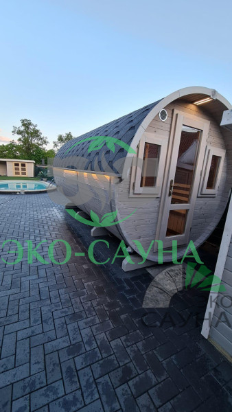 Баня-бочка панорамное стекло 6м x 2,30