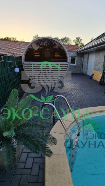 Баня-бочка панорамное стекло 6м x 2,30