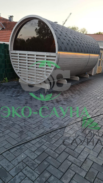 Баня-бочка панорамное стекло 6м x 2,30