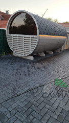 Баня-бочка  панорамное стекло 6м x 2,30 