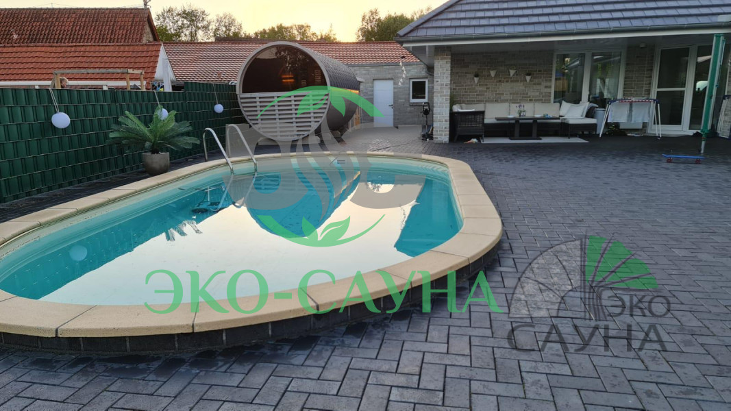 Баня-бочка панорамное стекло 6м x 2,30