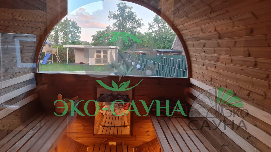 Баня-бочка панорамное стекло 6м x 2,30