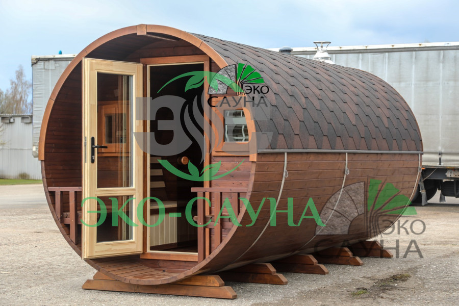 Баня-бочка функо 1 панорамное стекло 6м x 2,30