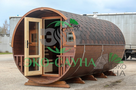 Баня-бочка  функо 1 панорамное стекло 6м x 2,30