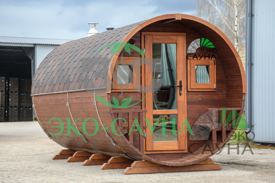 Баня-бочка функо 1 панорамное стекло 6м x 2,30