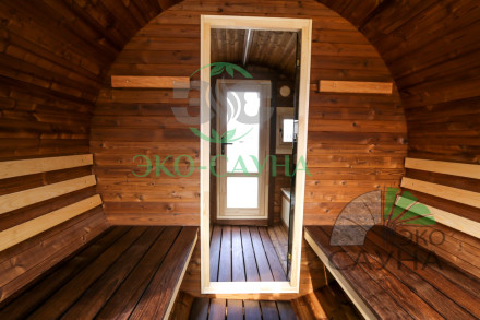 Баня-бочка  функо 1 панорамное стекло 6м x 2,30