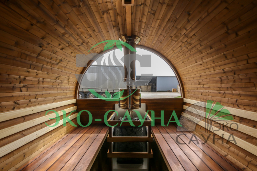 Баня-бочка функо 1 панорамное стекло 6м x 2,30