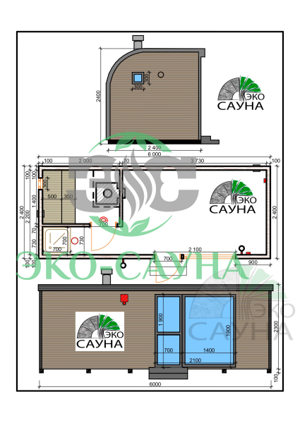 Баня парус люкс 6x2,50