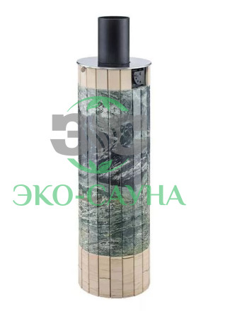 Дымоход-Регистр Ферингер в ламелях из натурального камня "Жадеит перенесенный рисунок + Окаменевшее дерево"