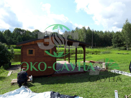 Баня квадро функо  27 с навесом 