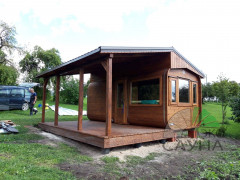 Баня квадро функо  27 с навесом 