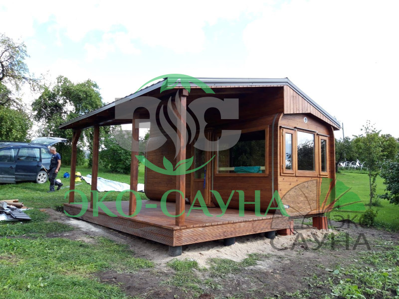 Баня квадро функо  27 с навесом 