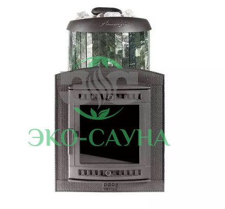 Банная печь "Атмосфера L" в ламелях из натурального камня "Змеевик" наборный до 24 м?