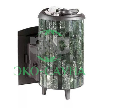 Банная печь "Атмосфера L" в ламелях из натурального камня "Змеевик" наборный до 24 м?