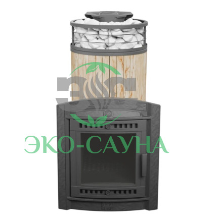 Печь банная «Атмосфера XL» Окаменевшее дерево ЛАМЕЛЬ+СЕТКА С ТОННЕЛЕМ
