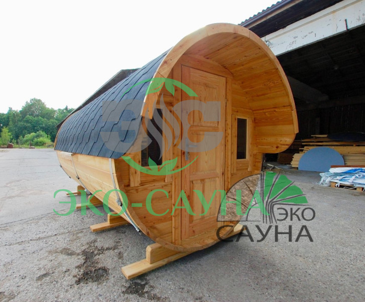 Баня-бочка панорамное стекло 5м x 2,30