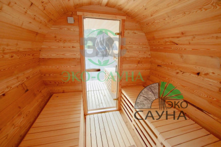 Баня-бочка  панорамное стекло 5м x 2,30