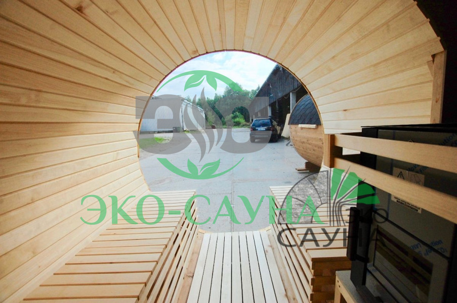 Баня-бочка панорамное стекло 5м x 2,30