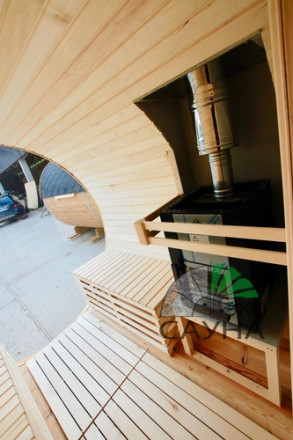 Баня-бочка  панорамное стекло 5м x 2,30