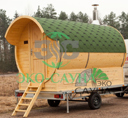 Баня-бочка  на прицепе 3,50м 