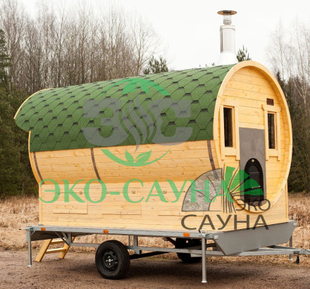 Баня-бочка  на прицепе 3,50м 