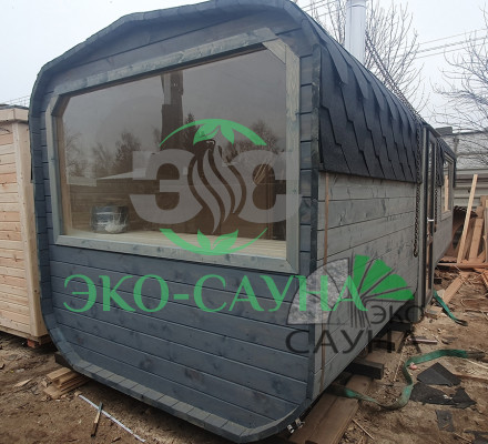Баня квадро Люкс 6м  с панорамным окном в парилке 