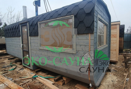 Баня квадро Люкс 6м  с панорамным окном в парилке 