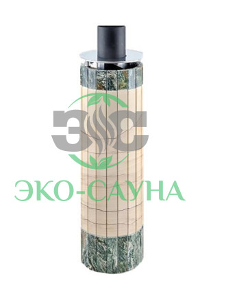 Дымоход-Конвектор Ферингер в ламелях из натурального камня "Окаменевшее дерево перенесенный рисунок + Жадеит"