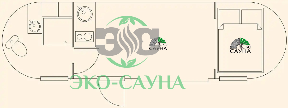 Кемпинговые домик корабль 9м x 2.40м