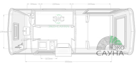 Гостевой домик квадро модерн функо 1  6м x 2,40м 