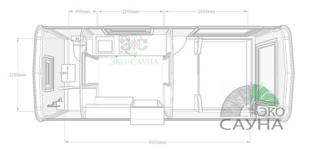 Гостевой домик квадро модерн функо 1  6м x 2,40м 